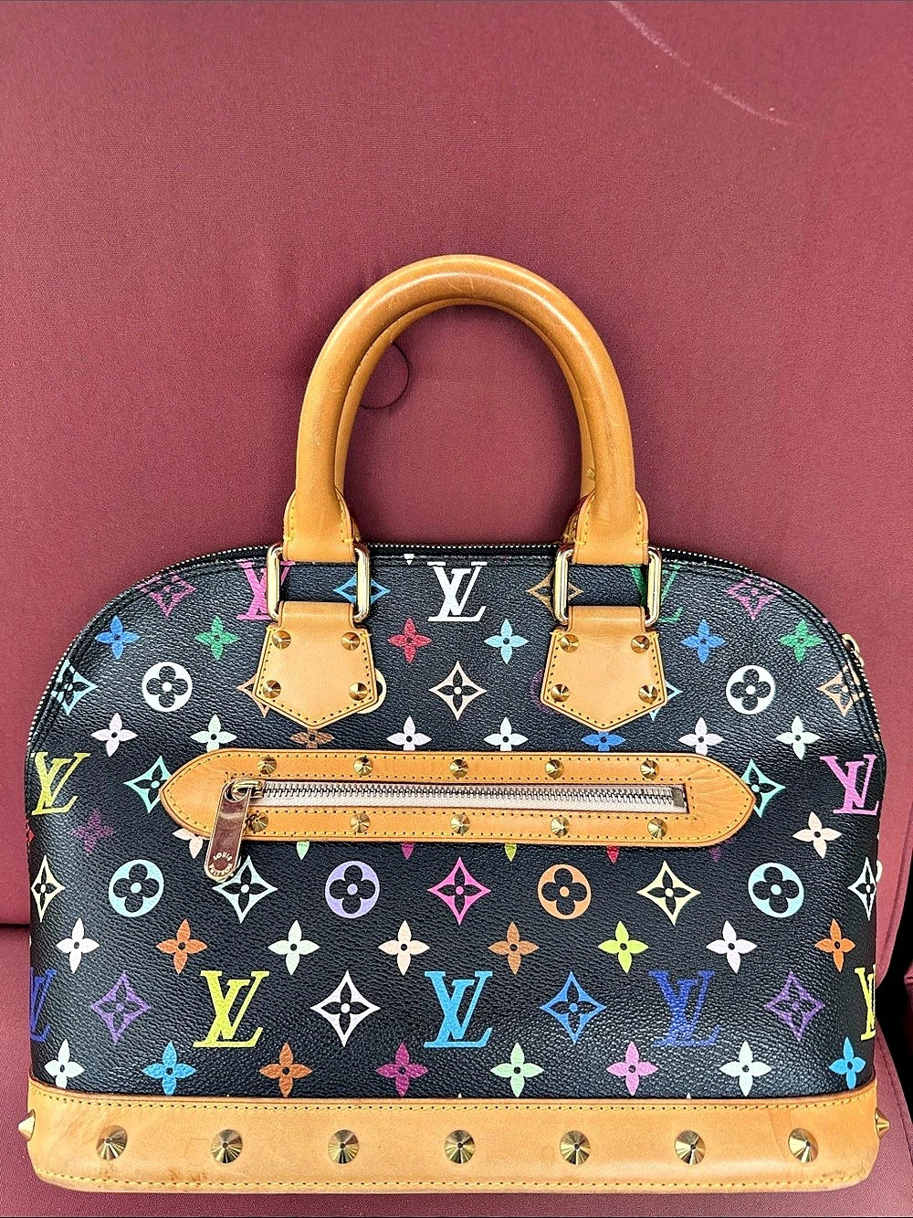 Louis Vuitton Monogram Multicolore Alma PM Noir (Studded) Satchel